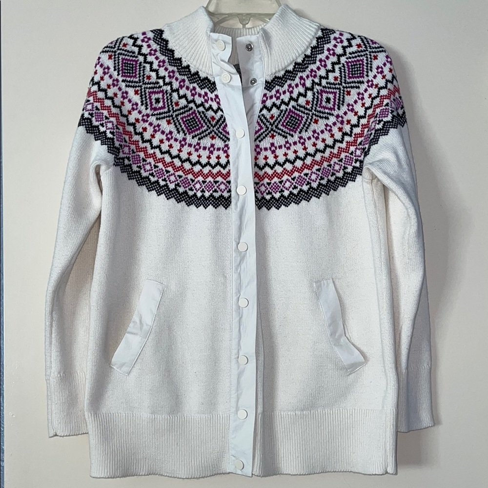 NWT Talbots Women's White‎ and Pink Patterned Sweater, size small